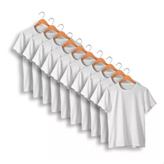 Kit com 10 Camisa Camiseta branca básica lisa 100% poliéster para uso casual/personalizar/sublimação