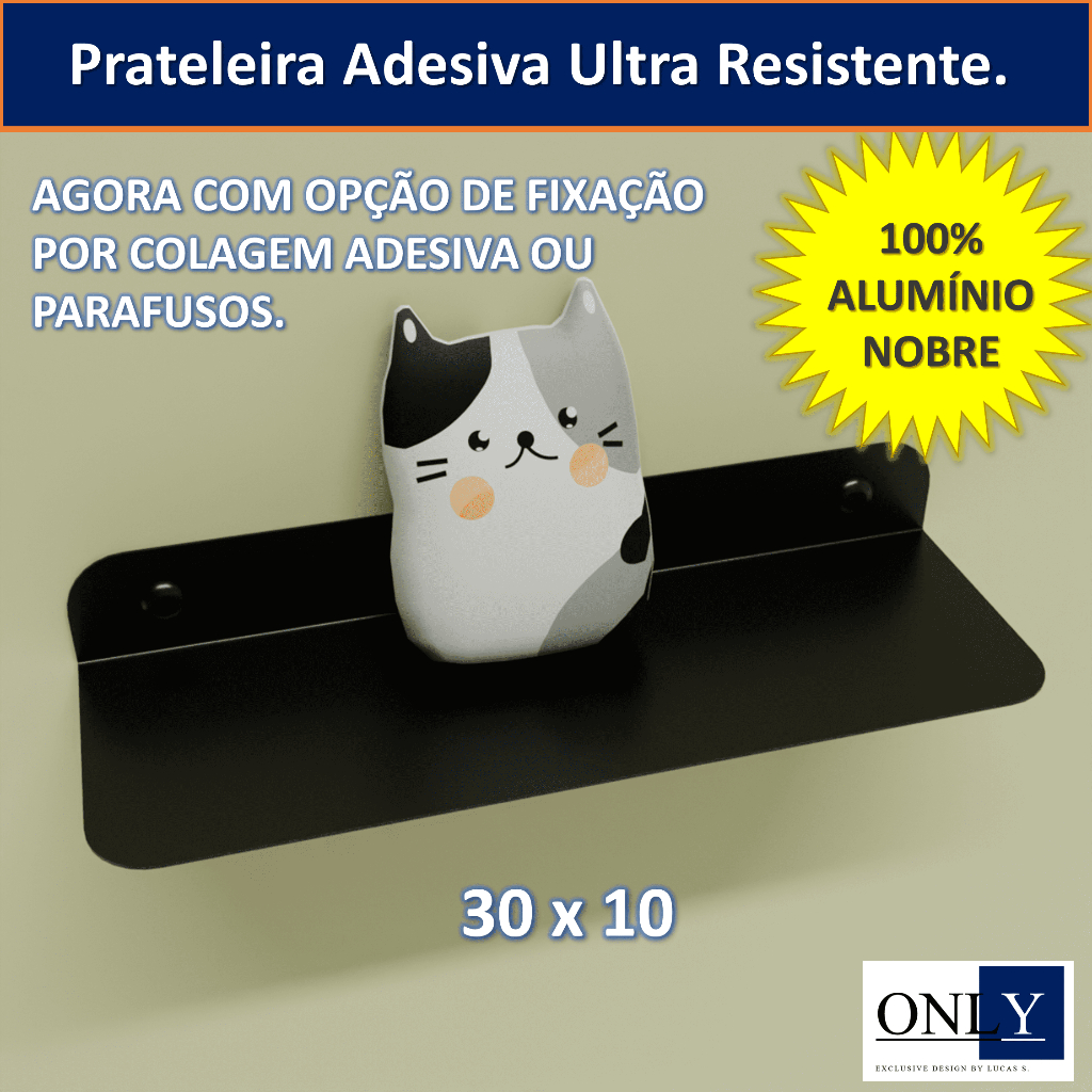 Prateleira Adesiva Flex Grande 30x10 Em Alumínio Preto Fosco Prateleira Decorativa Prateleira Para banheiro para sala em Oferta na Shopee