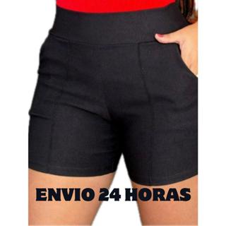 Short Bengaline Cintura Alta Laycra Ziper Latera