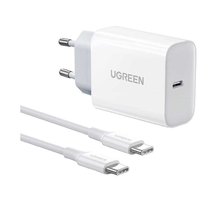 Kit Carregador Ugreen 20w Turbo + Cabo 60w Tipo C - Tipo C P Iphone 15/16/17 / S