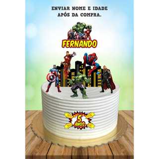 Topo de Bolo Vingadores - Topper Vingadores Personalizado