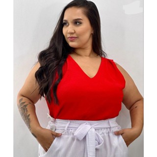 Blusa Plus Size Feminina Pregas Alça Larga 48/50/52/54