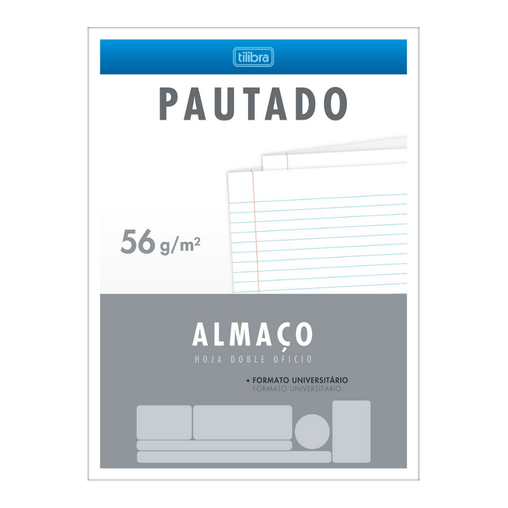Papel almaço A4 Tilibra, 200mm x 275mm com 56g, trabalho e prova, com 16 folhas em Oferta na Shopee