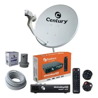 Kit Antena Parabólica Digital Banda Ku C/ Midiabox SE 5G Century LNBF E CABO
