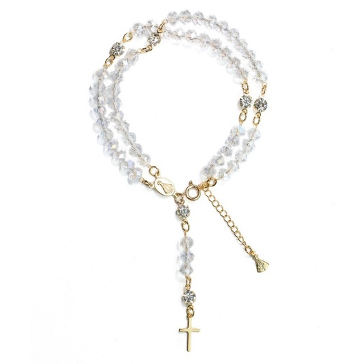 Terço De Pulso Cristal Folheado Pulseira Nossa Senhora Aparecida