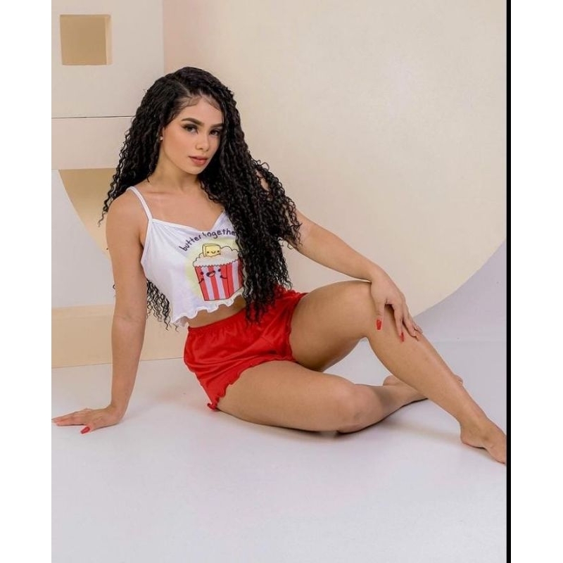 kit 10 Pijamas Baby doll suede liso ondinha Virgínia em Oferta na Shopee