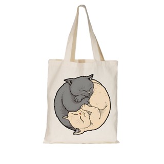 Bolsa Sacola Ecobag Algodão Yin-Yang Gato