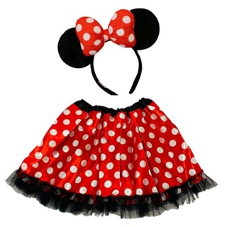 Kit Saia de Tule e Tiara, Fantasia Carnaval, Ratinha De Orelhas Vermelhas - Adulto