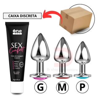 Kit Sex Comfort Lubrificante Anal + Plug Anal Tamanho P, M e G em Oferta na Shopee