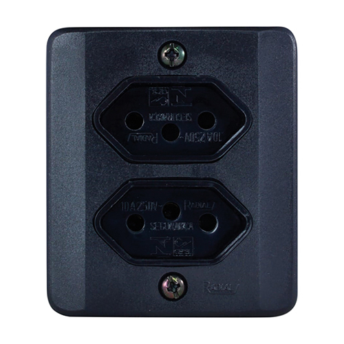 SIST X RADIAL 2TOMADAS (DUPLA) 10A C/CX Sobrepor. PT em Oferta na Shopee