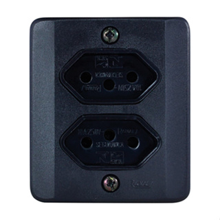 SIST X RADIAL 2TOMADAS (DUPLA) 10A C/CX Sobrepor. PT em Oferta na Shopee