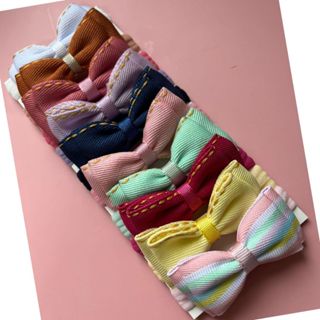 kit 10 Laços de cabelo para Bebê Gravata Duplo Jeans na meia de seda em Oferta na Shopee