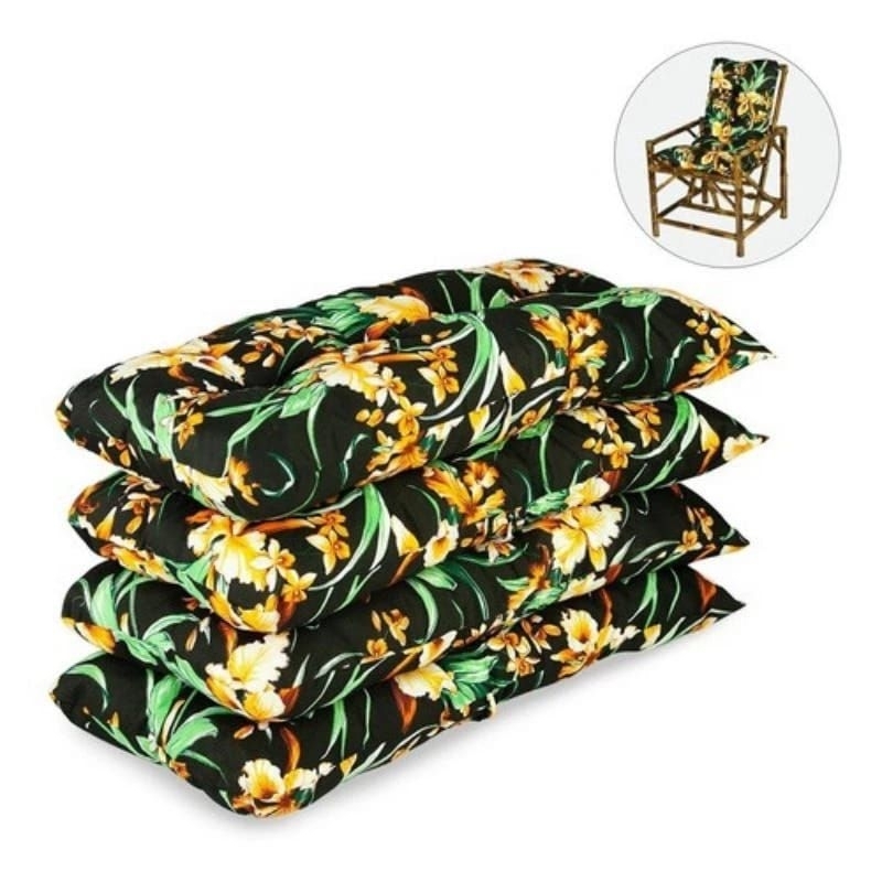 kit 4 capas para almofadas de cadeira de bambu — imagem 2 de 2