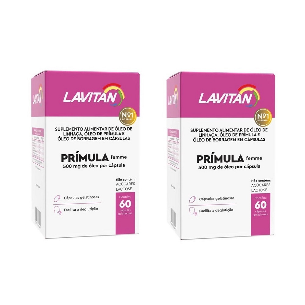 Lavitan primula 2x60 menopausa linhaça borragem rosa em Oferta na Shopee