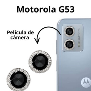 Película Câmera Traseira Motorola Moto G53 em Vidro 3D Anti-Impacto Protetora COM BRILHO STRASS PEDRARIA