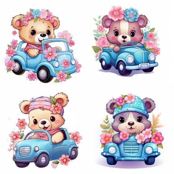 4 Apliques termocolante para roupas aplicado com ferro de passar roupas ursinho carrinho