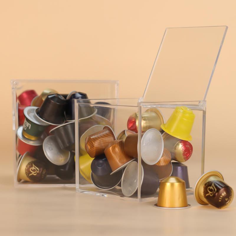 Caixa organizadora acrílico porta cápsulas de café chá cappuccino Nespresso Nescafe Dolce Gusto Três Corações Bicafe Pilao