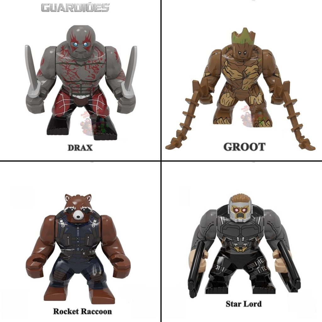 Guardi Big Figure Blocos de montar bonecos de ação minifigura de coleção Groot Rocket Star lord Drax