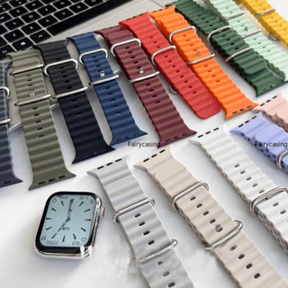 Pulseira De Silicone Com Alça Oceânica Para Apple Watch Series 8 7 ultra 49mm 45mm 41mm 44mm 40mm 42mm 38mm Substituição De Relógios