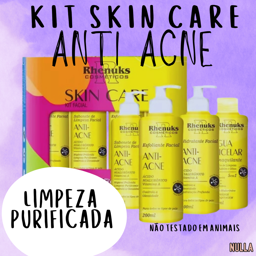 Skin Care ANTI ACNE - KIT facial RHENUKS c/ 4 itens em Oferta na Shopee