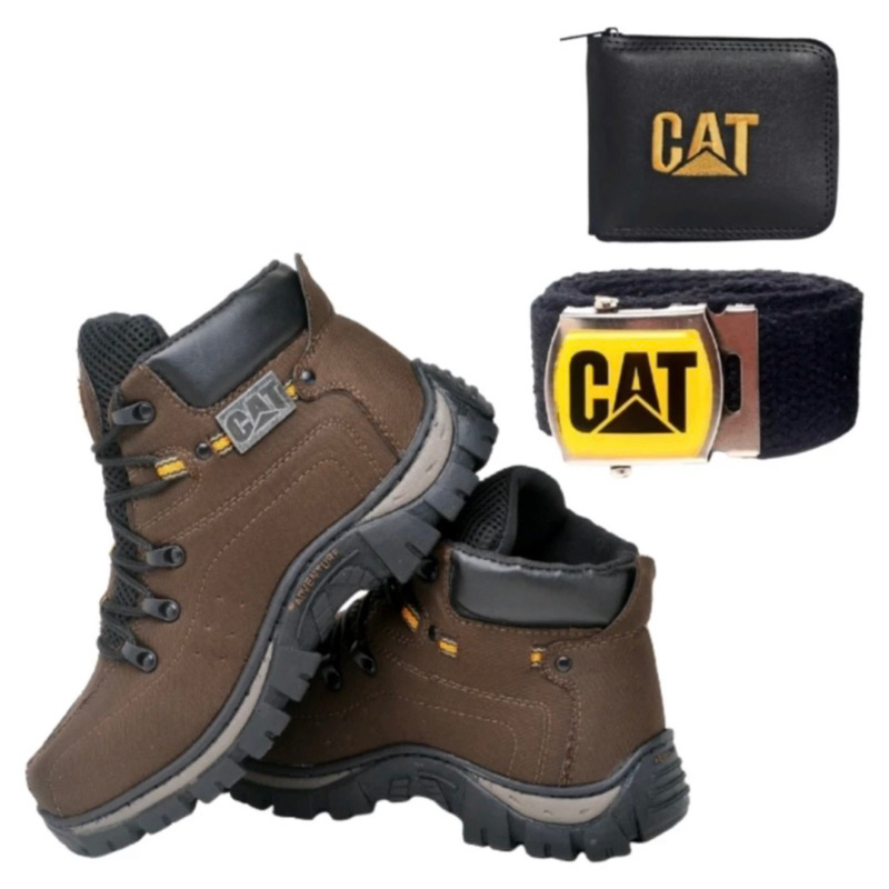 Bota Masculina Original Casual Adventure de Couro Confort Costurado + Cinto e Carteira