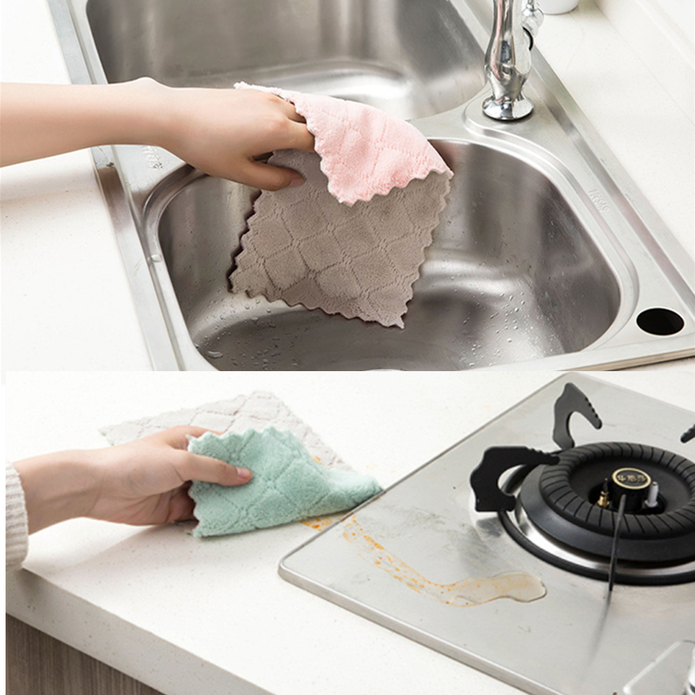 10 Pcs Pano De Prato Forte Absorção De Água Microfibras Casa Pano De Limpeza Promoção