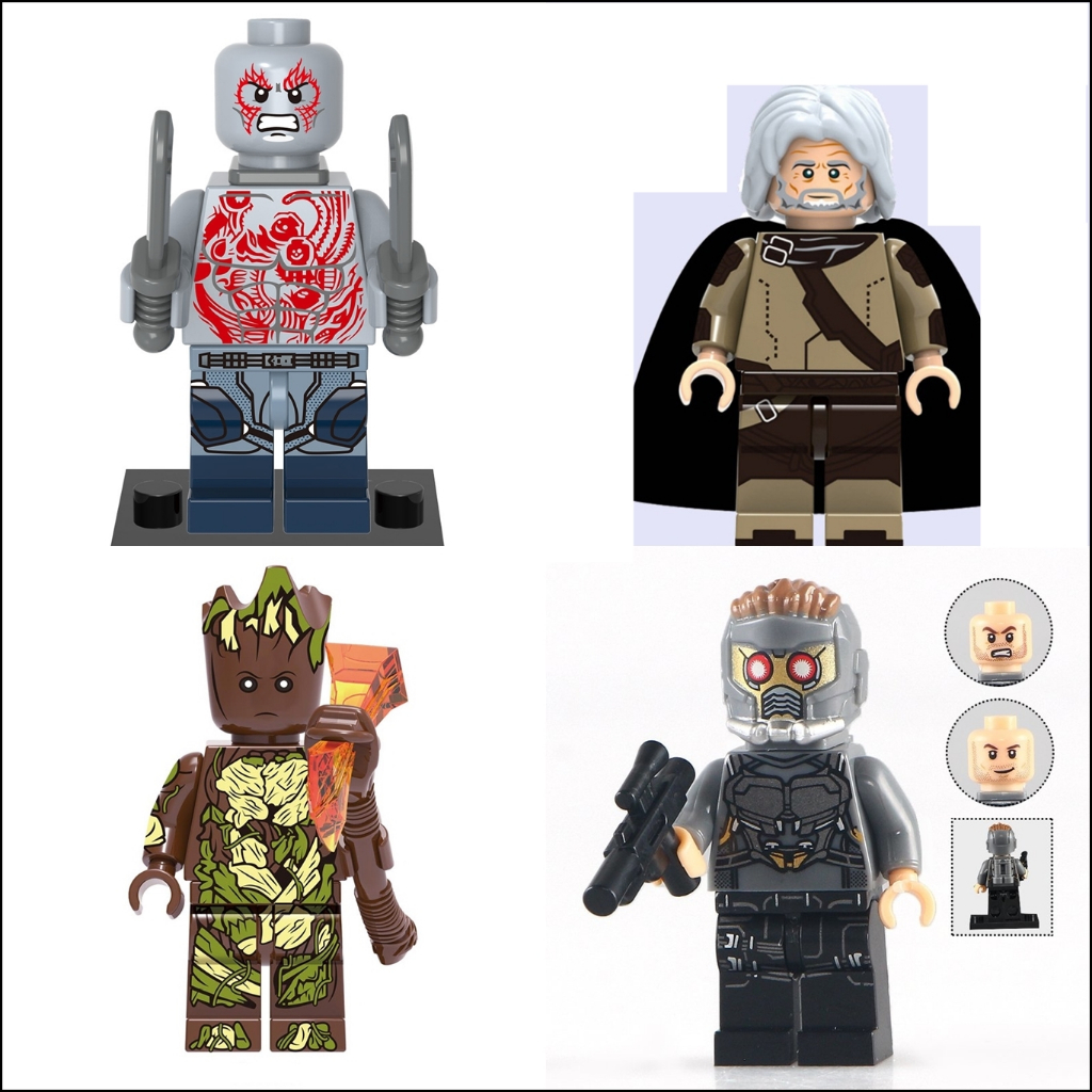 Guardiões da Galáxia Minifigures Groot Star Lord Drax, Ego Gamora Rocket Racoon Yondu Ayesha Kraglin Nebulosa