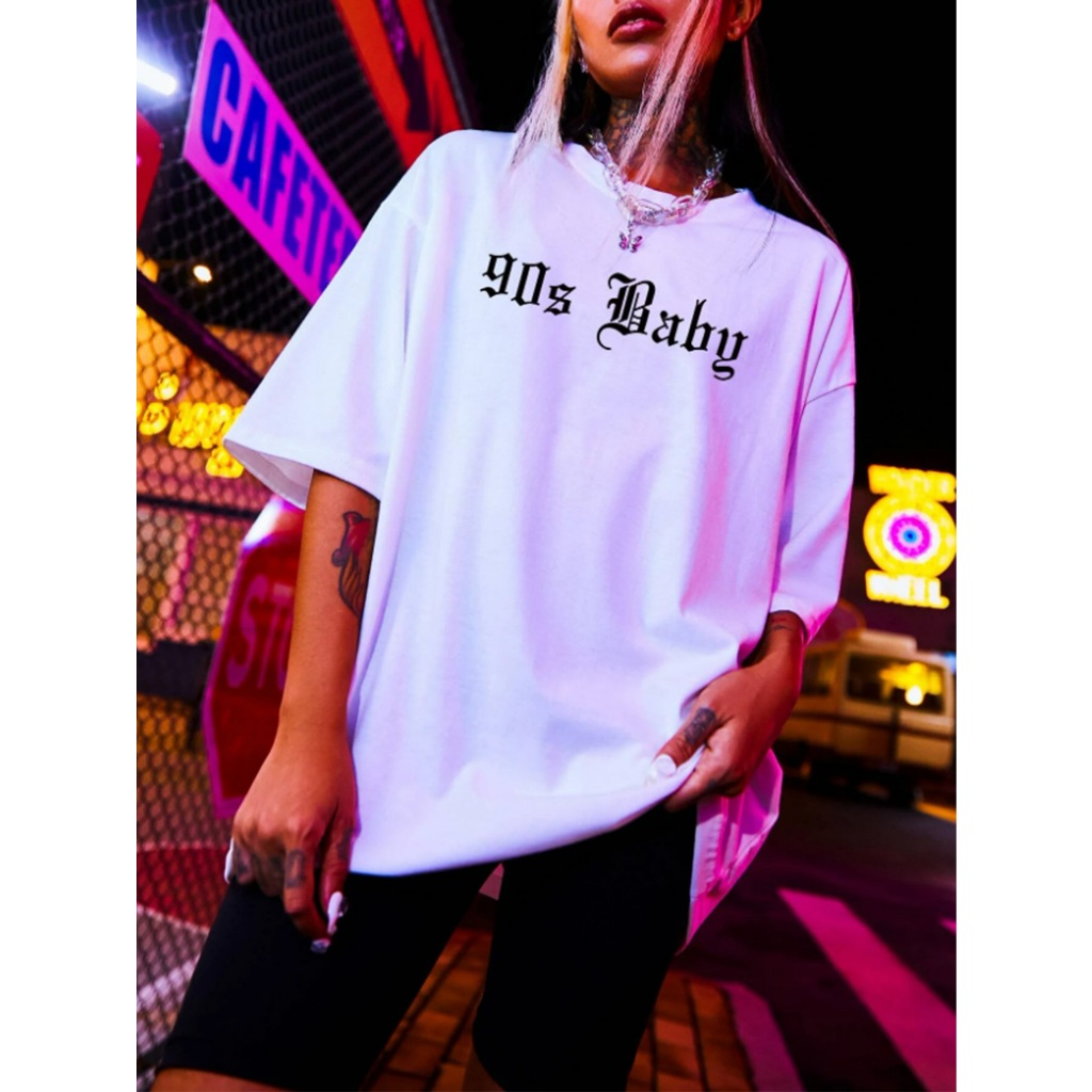 Camiseta Oversized Feminina Estampa Streetwear Life Style Blusa Larga Estilo Rua T Shirt Aesthetic 