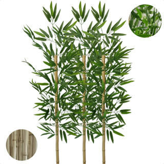 3 Hastes de Bambu Artificial Grande Sem Vaso Decoração
