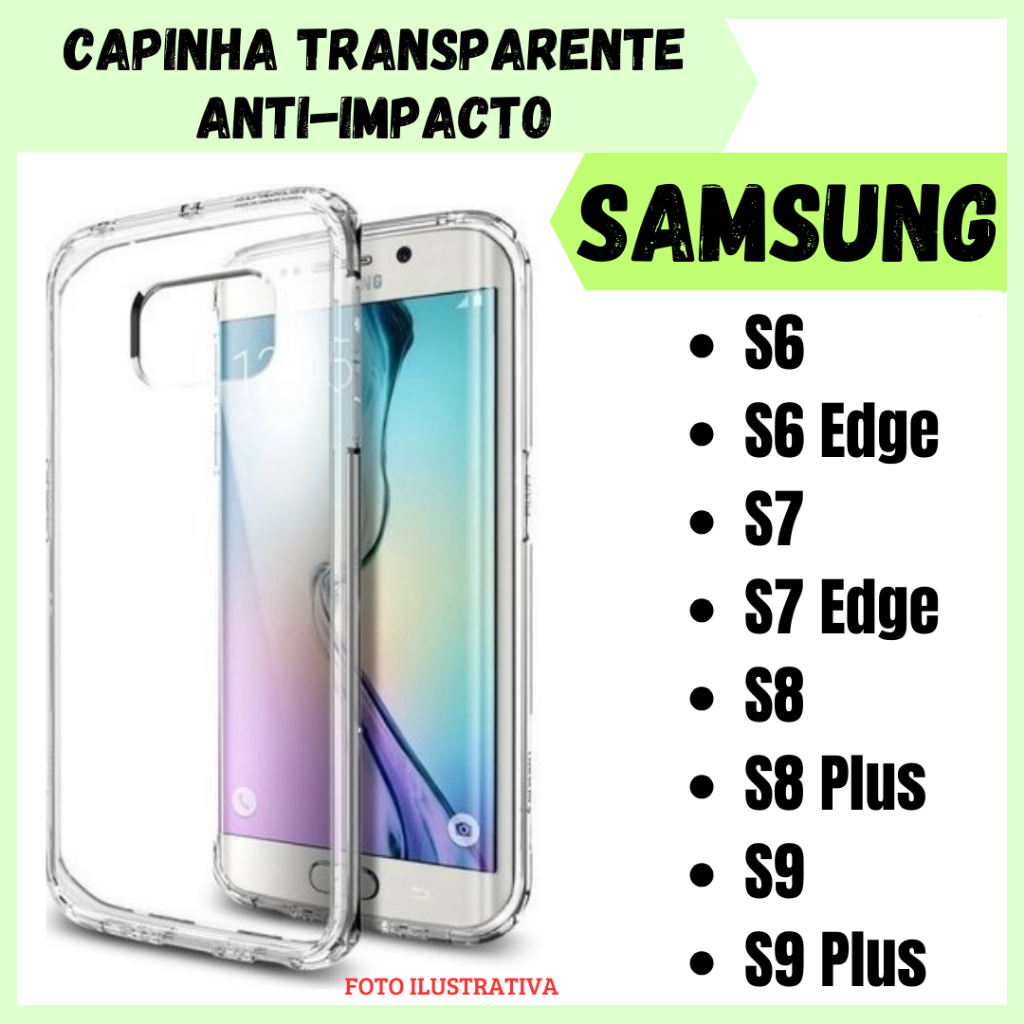 Capa Anti Impacto Samsung S6 / S6 Edge / S7 / S7 Edge / S8 / S8 Plus / S9 / S9 Plus/Capinha Simples Para Celular (CF09).