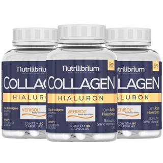 Kit 3x Colágeno Hidrolisado com Ácido Hialurônico 270 Cápsulas Nutrilibrium