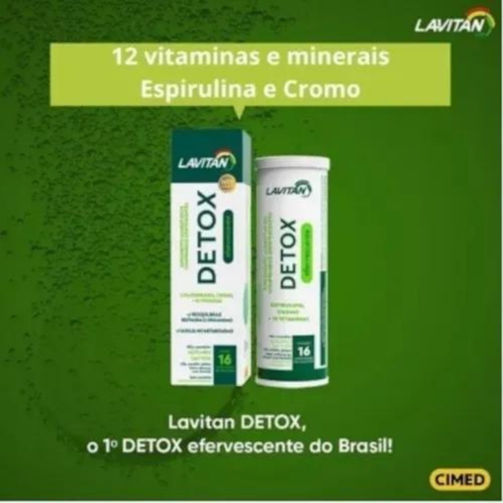 Lavitan Detox Espirulina Cromo e 12 Vitaminas Efervescente Cimed