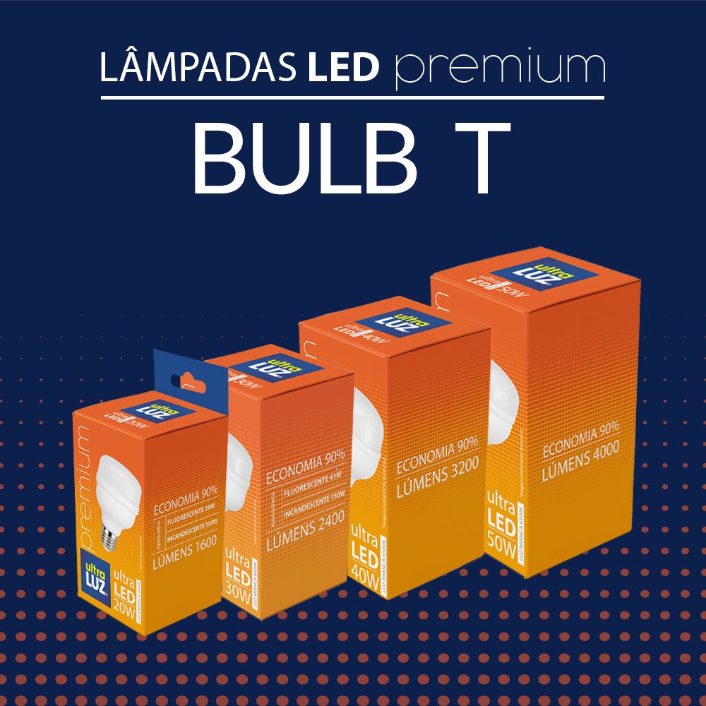 Kit 10 Lâmpadas LED T 20W, 30W, 40W, 50W  Ultraluz   6500K Branca Fria OU 3000K Amarelo em Oferta na Shopee