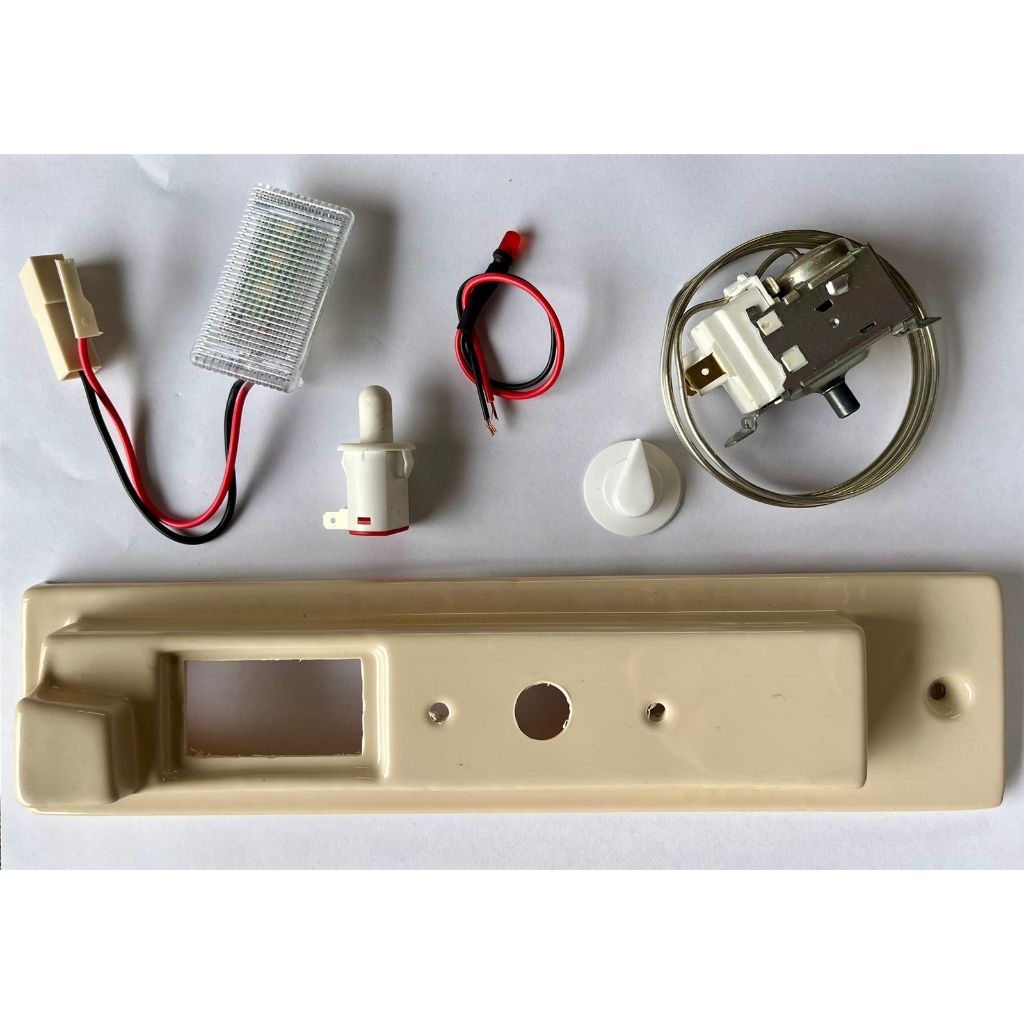 Kit geladeira Elber suporte do termostato 65/73L bege + termostato + interruptor + led vermelha + lâmpada Original