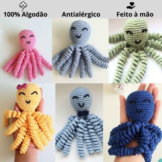 Polvinho Amigurumi - Polvo de crochê - Recém Nascido - Pelúcia/brinquedo - Linha Antialérgico.