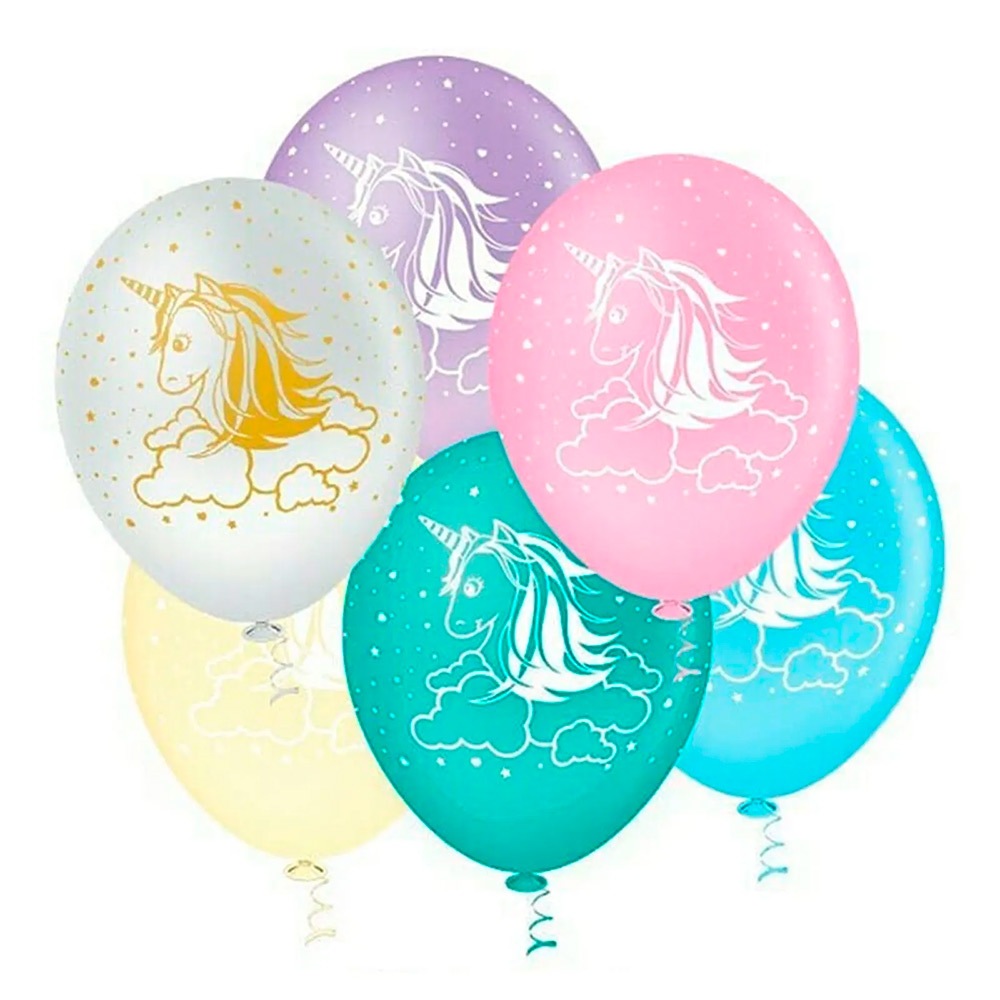 25 Balões Unicórnio Número 10 Redondo Sortidos Látex em Oferta na Shopee