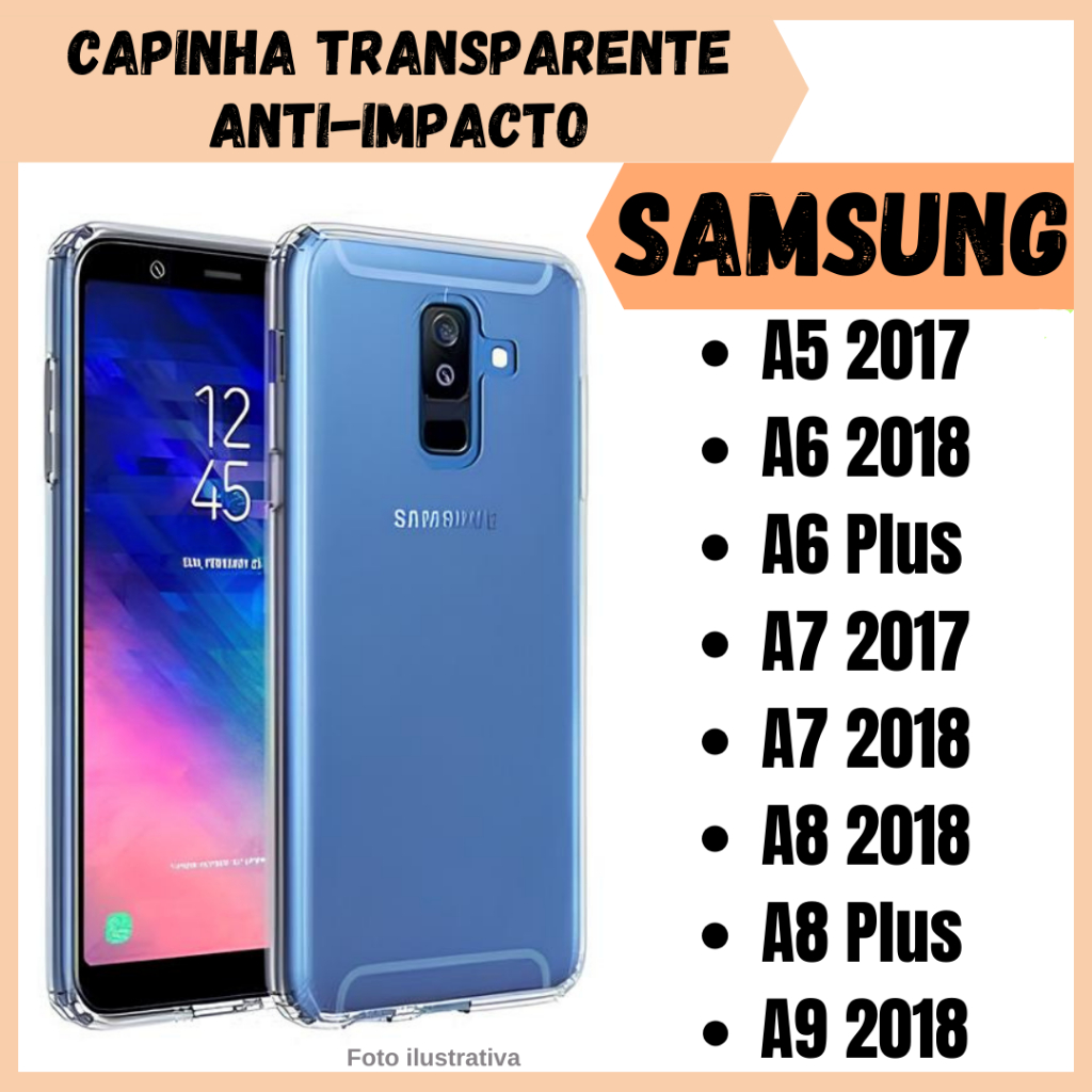 Capinha Transparente Anti Impacto Samsung A5 2017 / A6 / A6 Plus / A7 2018 / A7 2017 / A8 2018 / A8 Plus / A9 2018 / Capa Simples Antiqueda (CF09)
