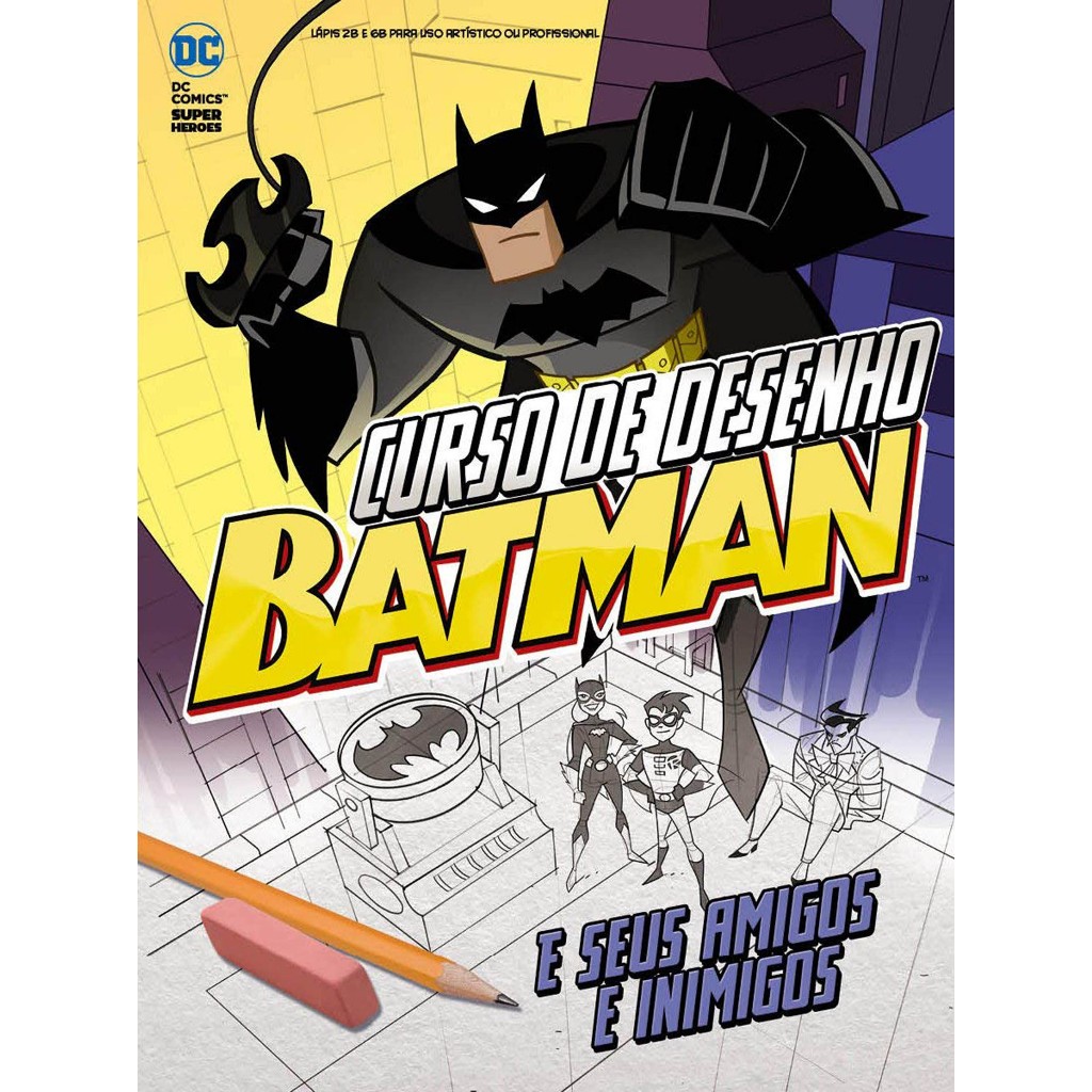 Livro de Colorir  Batman - Curso de Desenho+ 2 Lápis Preto