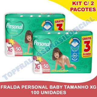 Kit 2ptes Fralda Personal Baby 11,5 a 15kg XG 50un - Total 100un HIPER em Oferta na Shopee
