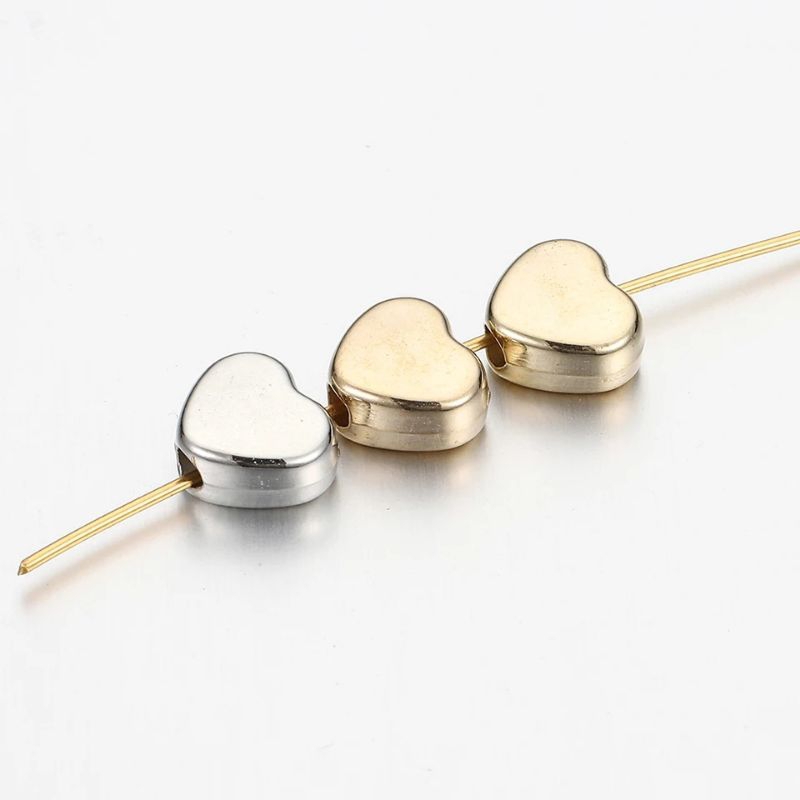 Coração Entremeio Espaçador Metal 8mm FURO VERTICAL Prata/Dourado Pulseira Chokers DIY Artesanato Separador de miçangas