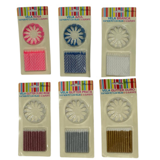 Kit 24 Mini Vela de Aniversário Palito Espiral Glitter Decoração de Bolo Festa em Oferta na Shopee