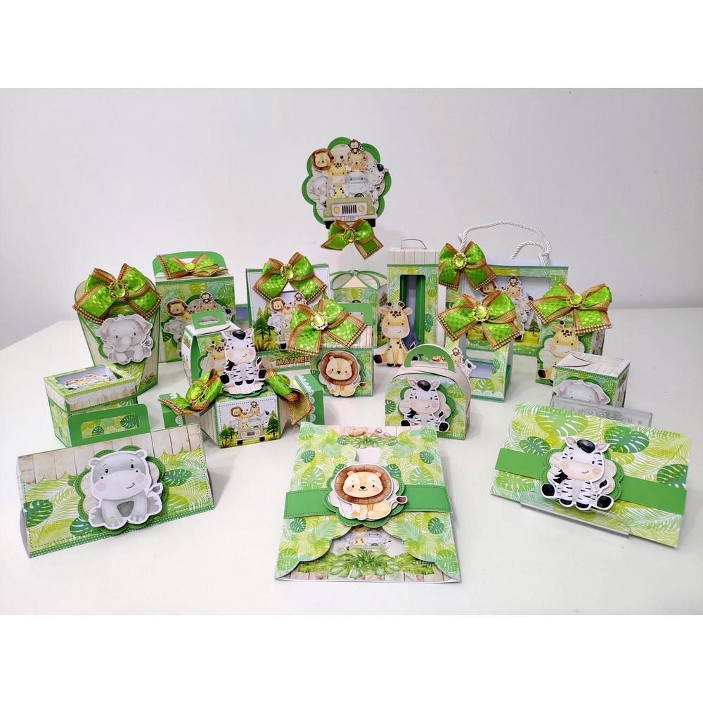 Caixinhas 3D Safari Personalizadas para festa - Papelaria Personalizada lembrancinha personalizada