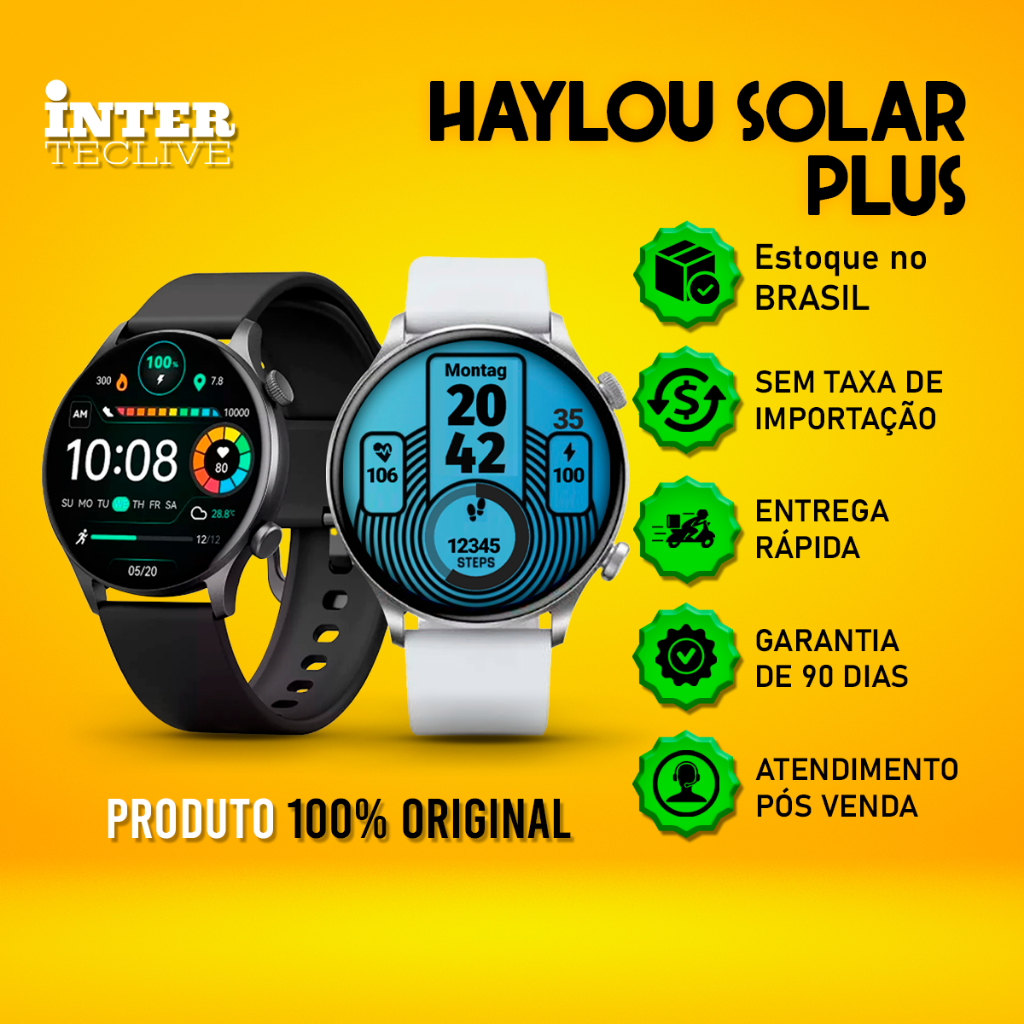 Relógio Smartwatch Haylou Solar Plus Fitness Tela 1.4" Original Versão Global Com NF Envio Imediato