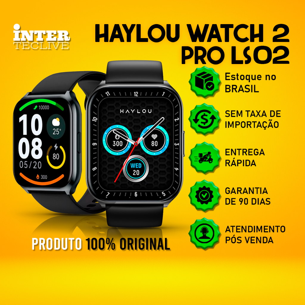 Relógio Smartwatch Inteligente Haylou Watch 2 Pro Ls02 Tela 1,85" B.t 5.0 Proteção IP68 Notificações Original Com NF Envio Imediato