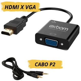 Cabo HDMI P/VGA Adaptador Conversor Com Saída P2 Áudio