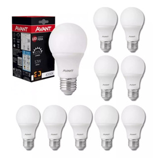 Kit 10 Lâmpadas 9W AVANT Luz Branca Ou Amarela 3000k/6500k Bulbo Pera Soquete E27 Bivolt Casa Comércio