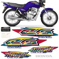 Kit Adesivo Tanque Moto Cg Titan 125 1999 99 Faixa + Etiquetas Advertência
