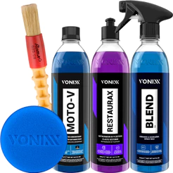 Cera Blend Spray Restaurax Revitaliza Plásticos Moto-V Shampoo Desengraxante Vonixx