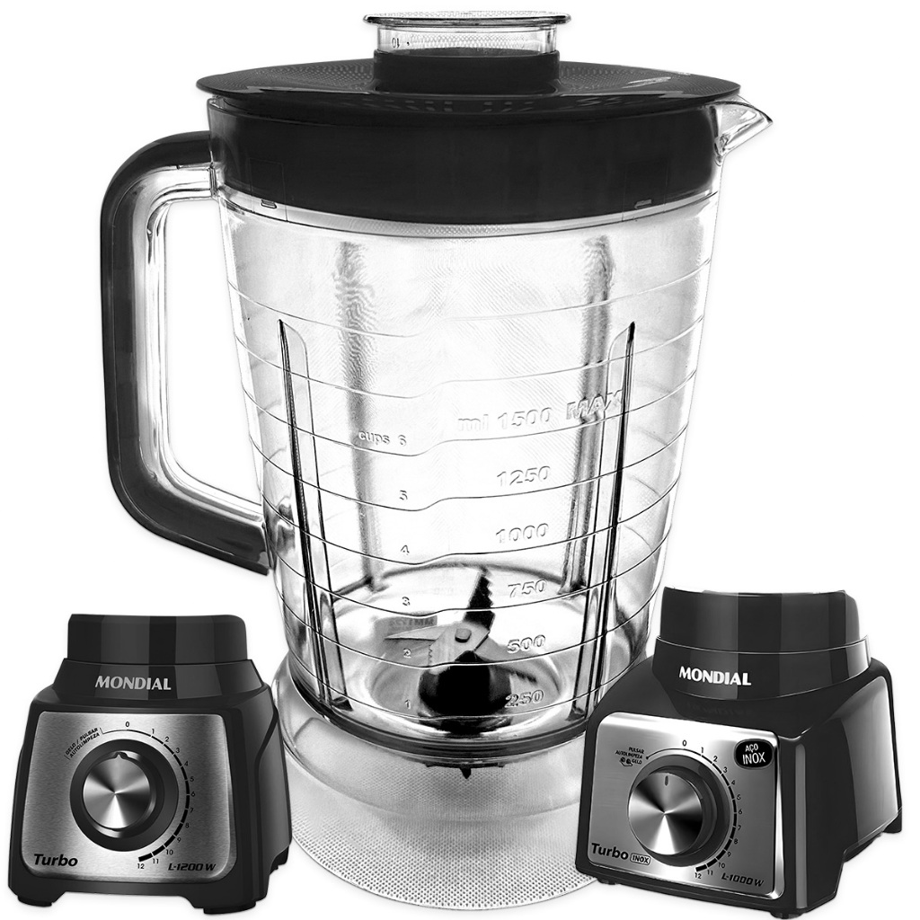 Copo Liquidificador Mondial L1000/l1200W Cristal/Acrílico Tampa Preta Micromax em Oferta na Shopee