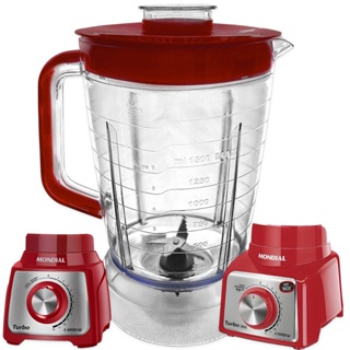 Copo Liquidificador Mondial L1000/l1200W Cristal/Acrílico Tampa Vermelha em Oferta na Shopee